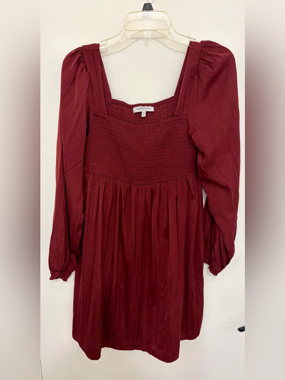 Motherhood Burgundy Smocked Square Neck Tunic